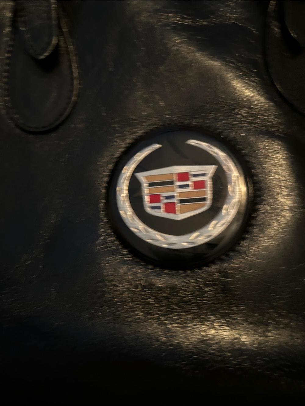 Cadillac pocket book Emblem Black Leather Tote Bag - Picture 2 of 6